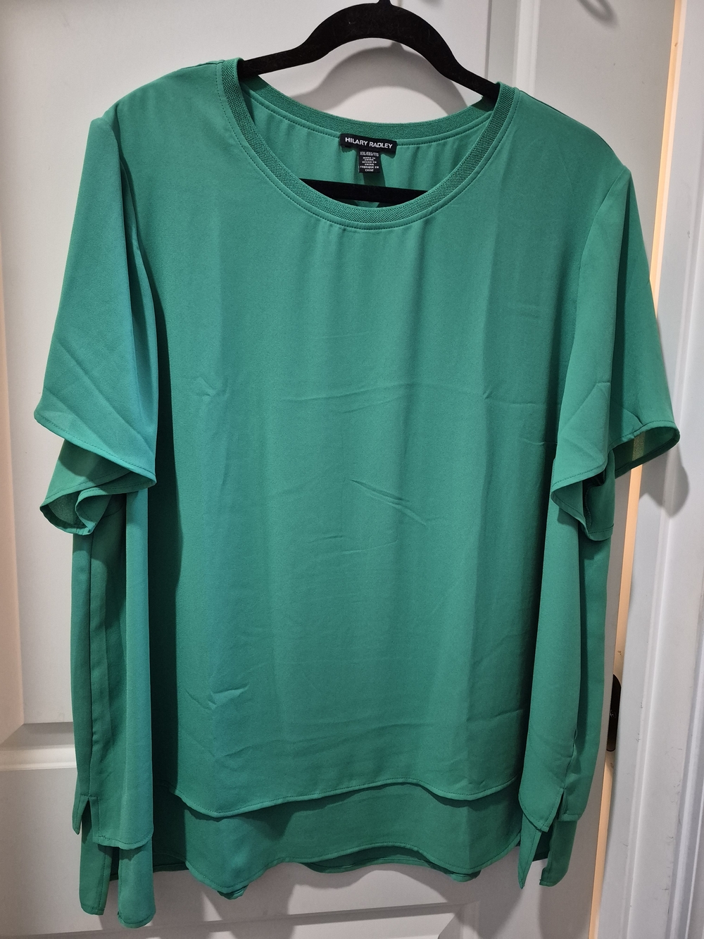 Hilary Radley Teal Layered Short Sleeve Top